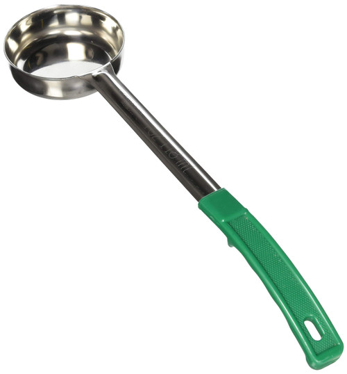 Thunder Group Solid Portion Controller 1-Piece Construction Ladles with Plastic Green Handle, 4-Ounce