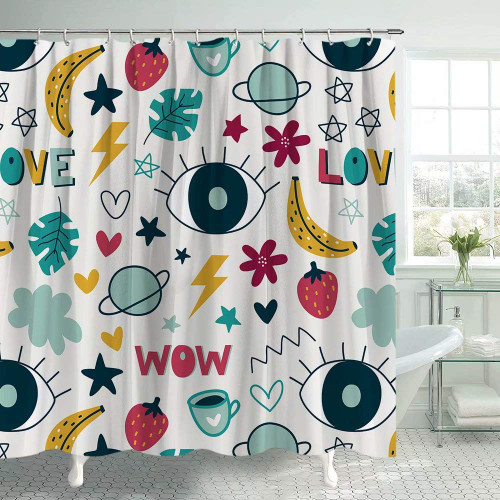 Lierpit Funny Shower Curtain Decor Kids Cartoon Bath Curtain Polyester Fabric Bathroom Shower Curtain Accessories with Hooks 69x70inches