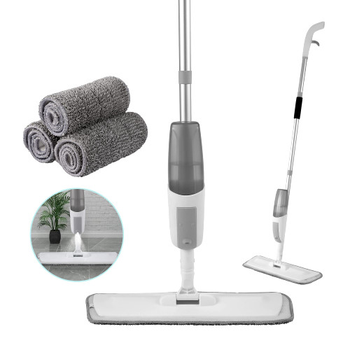 Mops for Floor Cleaning, Spray Mops with 4 Washable Reusable Mop Pads Head and 14oz Refillable Spray Bottle, 360 Rotatable Microfiber Wet Dry Dust Mop for Home Hardwood Laminate Floor