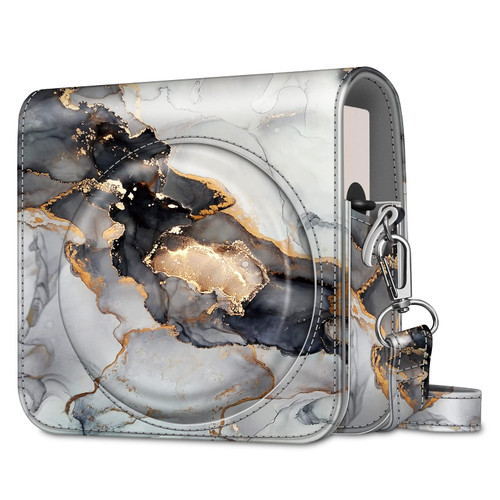 Fintie Protective Case for Fujifilm Instax Square SQ40 / SQ1 Instant Camera - Premium Vegan Leather Bag Cover with Removable Adjustable Strap, Cloudy Marble