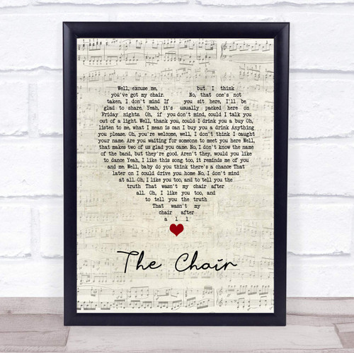 The Chair Script Heart Song Lyric Quote Music Poster Gift Present Wedding Song Art Print