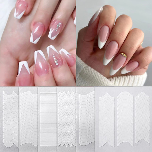 10 Sheets French Manicure Auxiliary Nail Art Stickers 3D Self-Adhesive French Tip Edge Nail Stencils Wavy Line V W Shape Designs Nail Art Tips Guides for DIY Nail Decals Decorations Tools 10 Sheets French Manicure Auxiliary Nail Art Stickers 3D Self-Adhesive French Tip Edge Nail Stencils Wavy Line V W Shape Designs Nail Art Tips Guides for DIY Nail Decals Decorations Tools