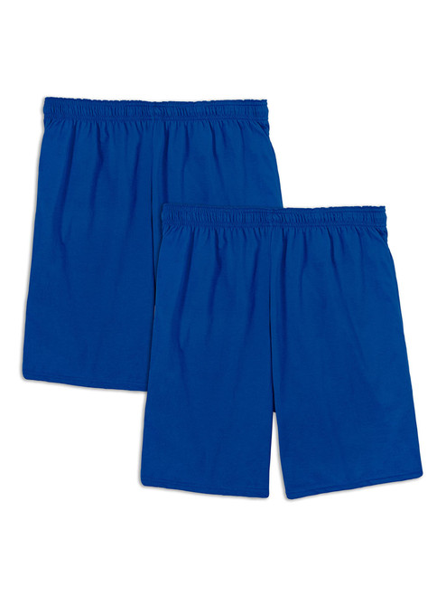 Fruit of the Loom Men's Eversoft Cotton Shorts with Pockets (S-4XL), 2 Pack-Blue, Medium