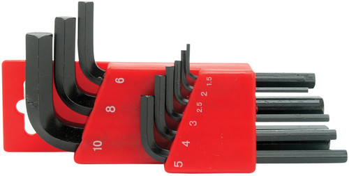 Performance Tool 1401 9-Piece Metric Hex Key Set with Plastic Holder, Sizes: 1.5-10mm