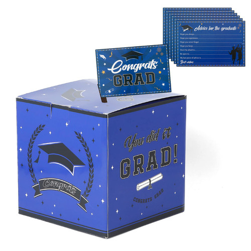 Graduation Decoration 2023 Graduation Card Box With Graduation Wish Cards, Class Of 2023 Graduation Card Holder Box And 30PCS Graduation Advice Cards For Graduation Party Decor Supplies, Blue Graduation Decoration 2023 Graduation Card Box With Graduation Wish Cards, Class Of 2023 Graduation Card Holder Box And 30PCS Graduation Advice Cards For Graduation Party Decor Supplies, Blue