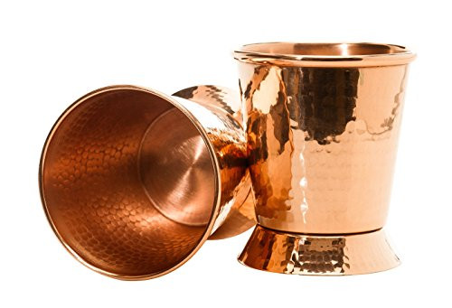 Sertodo Copper CMJ-12-2 Derby Mint Julep Cup, Hand Hammered 100% Pure Copper, 12 oz, Set of 2