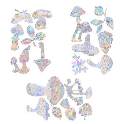 18PCS Mushroom Window Clings Static Decal - Anti-Collision Window Decals to Save Birds from Window Collisions,Non Adhesive Prismatic Vinyl Window Clings, Rainbow Stickers