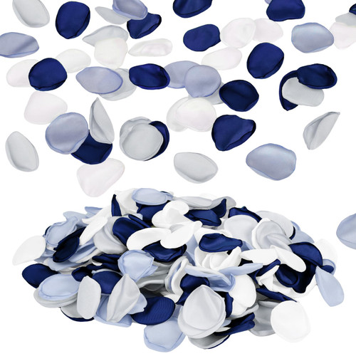 Emivery Silk Rose Petals, 300pcs Dusty Blue Flower Petals with Organza Bag Flower Girl Scatter Petals for Wedding Aisle Runner Party Dinner Tables Decorations (4 Color Mixes)