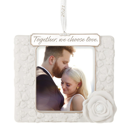 Hallmark Keepsake Christmas Ornament 2021 Year-Dated, We Choose Love Photo Frame, Porcelain Hallmark Keepsake Christmas Ornament 2021 Year-Dated, We Choose Love Photo Frame, Porcelain