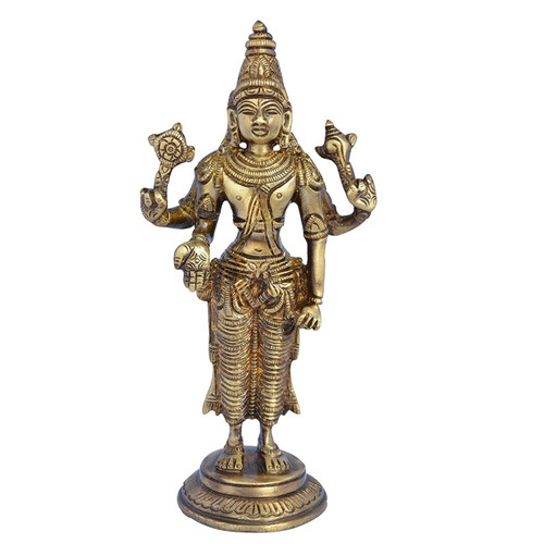 Aakrati Lord Vishnu Glorious Idol Made of Brass for Temple. Decorative Statue for Gift Aakrati Lord Vishnu Glorious Idol Made of Brass for Temple. Decorative Statue for Gift