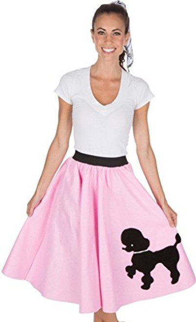 Adult Poodle Skirt with Musical Note printed Scarf Light Pink by Kidcostumes