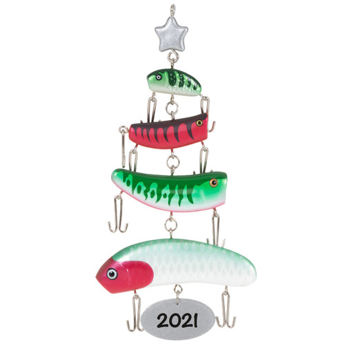 Hallmark Keepsake Christmas Ornament, Year Dated 2021, O Fishmas Tree Fishing Lures