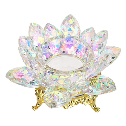 OwnMy Crystal Lotus Flower Tea Light Holder Lotus Petals Votive Candle Stand with Gold Metal Base, Glass Lotus Tealight Candlestick Holder Candle Lamp for Table Centerpiece Wedding Decor (AB Color) OwnMy Crystal Lotus Flower Tea Light Holder Lotus Petals Votive Candle Stand with Gold Metal Base, Glass Lotus Tealight Candlestick Holder Candle Lamp for Table Centerpiece Wedding Decor (AB Color)