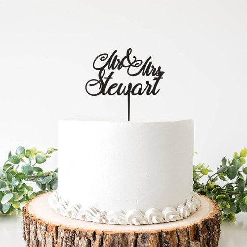 Custom Wedding Cake Topper Personalized Last Name Wedding Customized Wedding Date Name Bride & Groom Cake Topper for anniversary Engagement Wedding Party Decorations