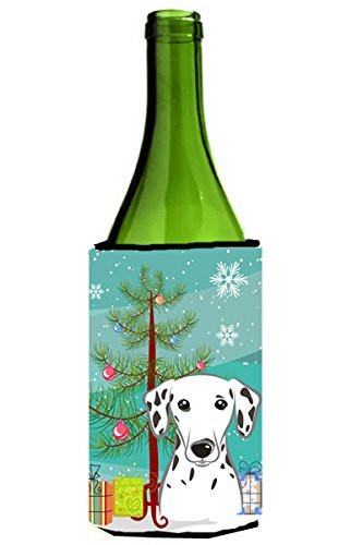 Caroline's Treasures Christmas Tree and Dalmatian Wine Bottle Koozie Hugger, 750 ml, Multicolor