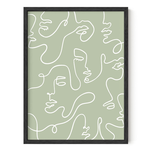 HAUS AND HUES Minimalist Wall Art Framed, Minimalist Poster Framed, Boho Wall Art Framed, Wall Art Abstract, Framed Modern Art, Sage Green Room Decor, Green Wall Decor (Black Framed, 12x16)