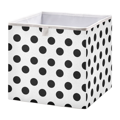 CaTaKu Black and White Polka Dot Cubes Storage Bins 11 inch Collapsible Fabric Storage Baskets Shelves Organizer Foldable Decorative Bedroom Storage Boxes for Organizing Home