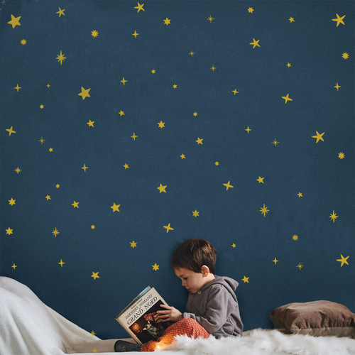 Gold Stars Wall Decals 300pcs Metallic Stars Stickers Sparkle Wall Decals Removable Peel and Stick Wall Stickers for Nursery Wall Art Fairy Room Decor Girls Bedroom Wall Decor