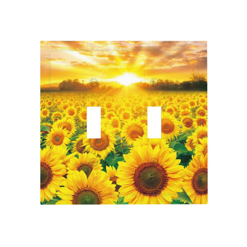 Wall Plate Sunflower Field Sunset 2-Gang Light Switch Plate Duplex Toggle Switch Covers For Bedroom Kitchen Home Decor
