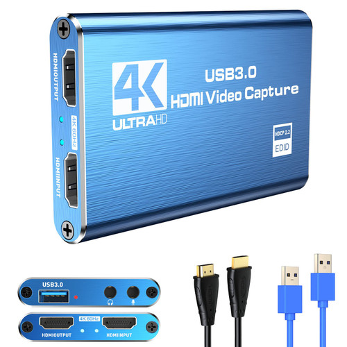 4K Audio Video Capture Card,USB 3.0 HDMI Video Capture Device,Video Capture Card 4K 1080P 60FPS,HDMI Capture Card Switch,Game Capture Card USB 3.0,for Living Streaming Broadcasting Video Recording