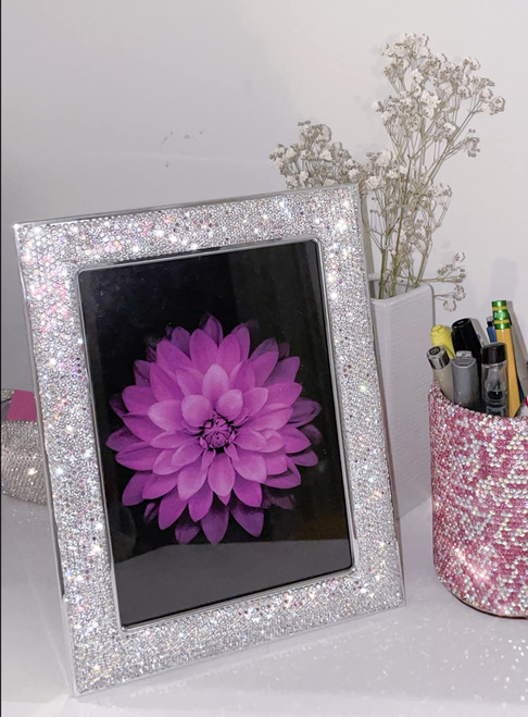 TISHAA Bling Rhinestone Jeweled Sparkly Photo Picture Double Sided Standing Frame with High Definition Glass for Table, Desktop Display (5x7)