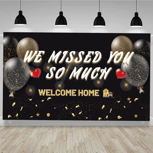 Welcome Home Decorations We Missed You So Much Banner Backdrop Black Gold Welcome Back Home Family Party Supplies Patriotic Military Homecoming Army Deployment Returning Back Poster