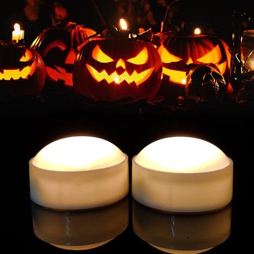 EZiKitchen 2 Pack Halloween Pumpkin Lights with Remote/Timer White Led Battery Operated Flameless Candles Pumpkin Latern Jack-O-Lantern Lights Decor Fall Decorations