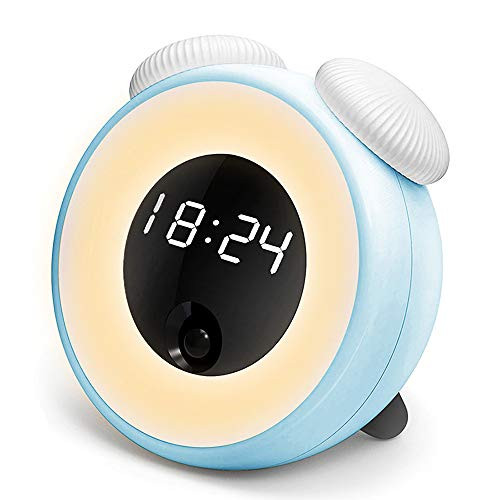 YUG LED Digital Alarm Clock for Kids Light Night Lamp Nursering Mother Light Touch Sensor Moring Wake Up Beside Clock (Crystal Blue)