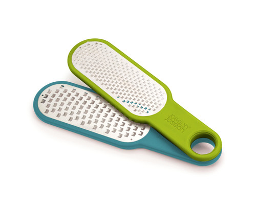 Joseph Joseph Duo 2-Piece Kitchen Grater Set, Vegetable, Cheese Coarse and Fine Grater, Citrus Zester, Opal/Green