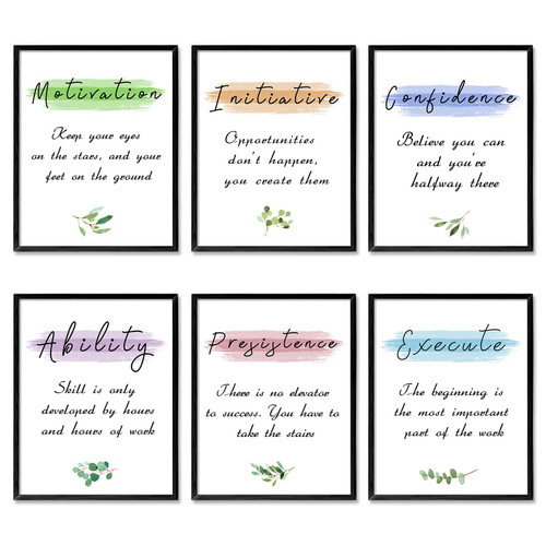 FUYAHA Inspirational Wall Decor for Office - Motivational Wall Art Decor Inspirational Prints Posters for Women, Office Wall Art Positive Quotes Wall Decor for Room,Set of 6, 8"x10",UNFRAMED FUYAHA Inspirational Wall Decor for Office - Motivational Wall Art Decor Inspirational Prints Posters for Women, Office Wall Art Positive Quotes Wall Decor for Room,Set of 6, 8"x10",UNFRAMED