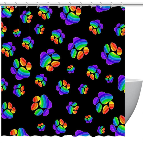 VAPOKF Shower Curtain for Bathroom Decor, Rainbow Paw Footprints Waterproof Polyester Fabric Bath Curtain Set with 12 Hooks - 60x72 Inches