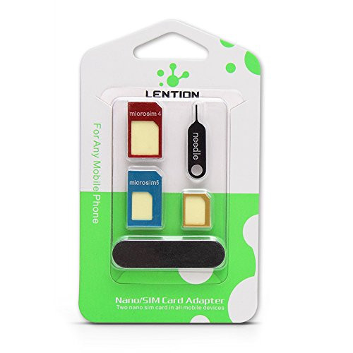 LENTION 5-in-1 Nano SIM Card to Micro/Standard SIM Card Adapter Converter Kits with Tools Polish Chip and Sim Pin Needle