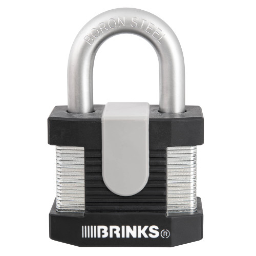BRINKS - 60mm Commercial Laminated Steel Keyed Padlock - Solid Steel Body with Boron Steel Shackle, Chrome