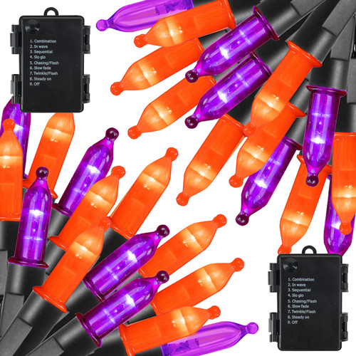 Dazzle Bright Purple and Orange Halloween Lights Battery Operated, 2 Pack 50 LED 16FT Waterproof Halloween Mini String Lights with 8 Modes, Halloween Decorations for Outdoor Indoor Garden Yard Party