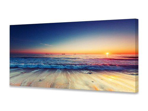 Baisuwallart S05750 Blue Ocean Seascape Canvas Prints Wall Art Sea Beach Pictures Sunset Waves Paintings for Living Room Bedroom Home Decorations Office Modern Framed Ready to Hang Landscape Artwork