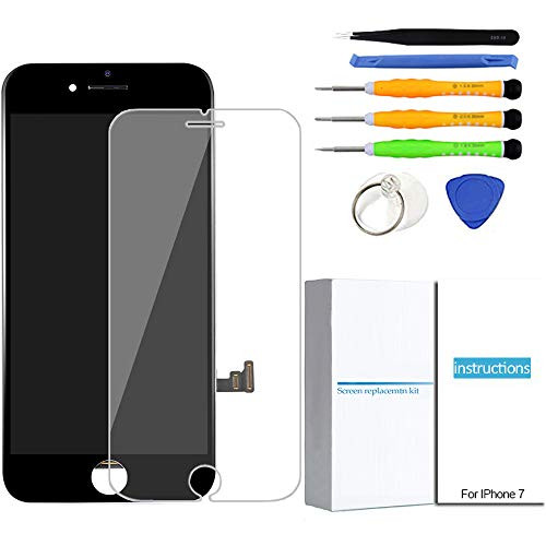 iPhone 7 Screen Replacement (Black), LCD Screen Digitizer Display Frame Assembly Kit with 3D Touch & Repair Tools + Glass Screen Protector, iPhone 7 4.7 Inch Only