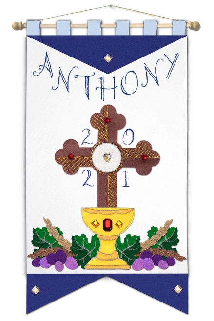 Illuminated Ink First Communion Banner Kit - 12 x 18 - Cross - Blue
