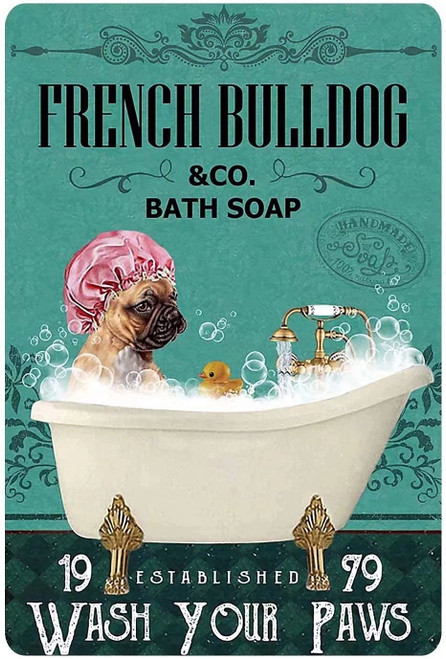 French Bulldog Metal Tin Sign French Bulldog Co.Bath Soap Wash Your Paws Funny Poster Cafe Bathroom Toilet Living Room Kitchen Home Art Wall Decoration Plaque Gift 8inch X 12inch French Bulldog Metal Tin Sign French Bulldog Co.Bath Soap Wash Your Paws Funny Poster Cafe Bathroom Toilet Living Room Kitchen Home Art Wall Decoration Plaque Gift 8inch X 12inch