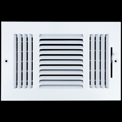 Handua 10"W x 6"H [Duct Opening Size] 3 Way Steel Air Supply Diffuser | Register Vent Cover Grill for Sidewall and Ceiling | White | Outer Dimensions: 11.75"W X 7.75"H for 10x6 Duct Opening