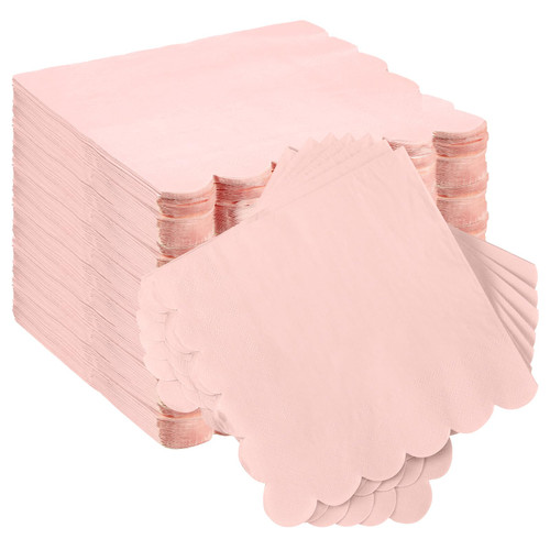 Ireer 100 Pcs Scalloped Napkins Thick Paper Napkins Disposable Cocktail Napkins for Party Wedding Bridal and Baby Shower Dinner Beverage Birthday Dessert Luncheon, 5 x 5 Inches (Pink) Ireer 100 Pcs Scalloped Napkins Thick Paper Napkins Disposable Cocktail Napkins for Party Wedding Bridal and Baby Shower Dinner Beverage Birthday Dessert Luncheon, 5 x 5 Inches (Pink)