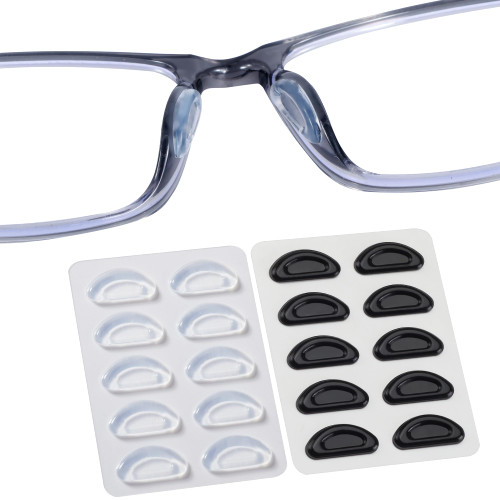 Eyeglass Nose Pads - Grip Added, Upgraded Soft Silicone Adhesive Glasses Nose Pad, Anti-Slip Nose Pads for Glasses Full Plastic Frames Sunglasses (10 Clear/Black Pairs) Eyeglass Nose Pads - Grip Added, Upgraded Soft Silicone Adhesive Glasses Nose Pad, Anti-Slip Nose Pads for Glasses Full Plastic Frames Sunglasses (10 Clear/Black Pairs)