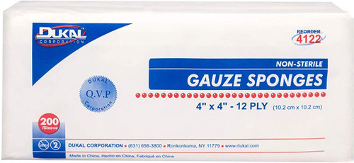 Dukal Woven Gauze Pads 4" x 4". Pack of 200 Cotton Sponges 12-ply. Non-Sterile, 100% Cotton Gauze Dressing Pads for Wound Dressing, Cleaning, Prepping, or Packing. Gauze Surgical Sponges, 4122 Dukal Woven Gauze Pads 4" x 4". Pack of 200 Cotton Sponges 12-ply. Non-Sterile, 100% Cotton Gauze Dressing Pads for Wound Dressing, Cleaning, Prepping, or Packing. Gauze Surgical Sponges, 4122