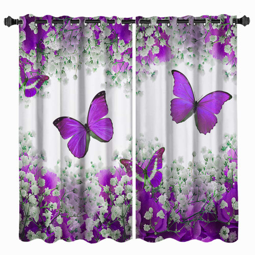 Artmyharbor Butterfly Window Curtain Purple Butterfly Flower Print Home Draperies Romantic Floral Window Treatments Decorative Panels Set of 2 for Bedroom Living Room Dining Room Decor Artmyharbor Butterfly Window Curtain Purple Butterfly Flower Print Home Draperies Romantic Floral Window Treatments Decorative Panels Set of 2 for Bedroom Living Room Dining Room Decor
