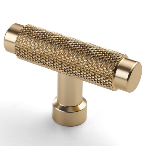 Asidrama 10 Pack Knurled Gold Kitchen Cabinet Knobs Dresser Knobs Drawer Knobs Single Hole Cabinet T Bar Pull Handles for Kitchen Wardrobe Cupboard