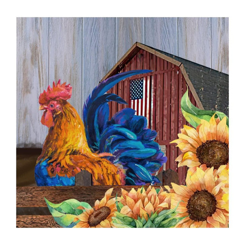 Rooster Barnyard Cockerel Design Sunflower Barn Bathroom Home Decorations Mural Decals Chicken Paintings Farm Animal Self-Adhesive Wall Stickers for Playroom Trucks Car Outdoors Vinyl