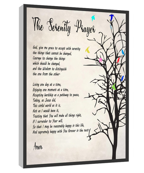RCVTVPV The Serenity Prayer Wall Art Serenity Prayer Sign Hummingbird Art Poster Canvas Wall Art For Home Office Framed Ready to Hang 8"x12"