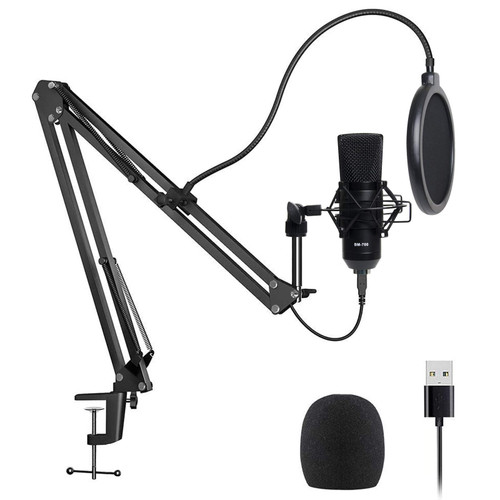 navor Condenser Microphone Combo, Cardioid Professional PC Mic Kit with Adjustable Mic Suspension Scissor Arm, Shock Mount and Pop Filter for Studio Recording & Broadcasting & Gaming (Black USB)