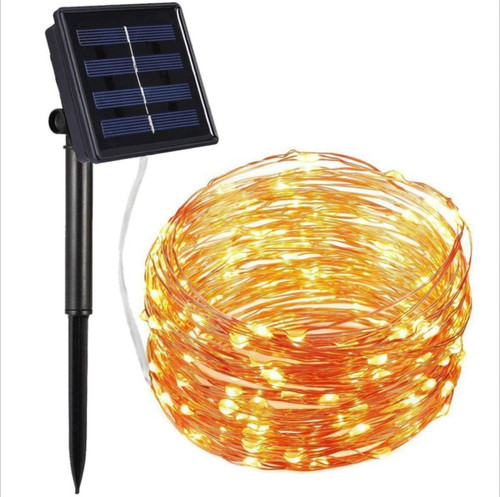 Solar Copper Wire lamp Outdoor Waterproof Christmas Day Decoration Courtyard LED Light string-8-function 32 Foot 100 lamp