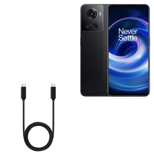 BoxWave Cable Compatible with OnePlus 10R - DirectSync PD Cable (3ft) - USB-C to USB-C (100W), Type C Braided 3ft Charge and Sync Cable for OnePlus 10R - Jet Black