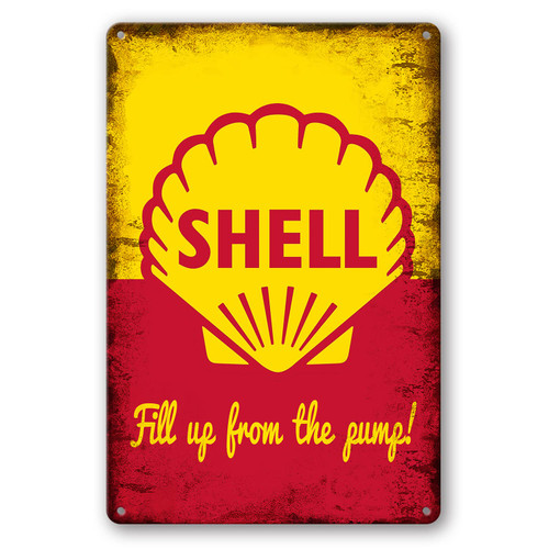 Retro Vintage Tin Metal Sign, Shell Motor Oil Gasoline, Wall Decor For Home Garage Bar Man Cave12x8inch